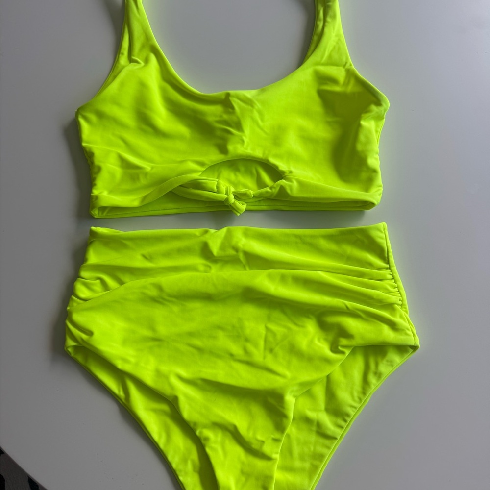 Neon Yellow High-Waisted Bikini Set – Size S
